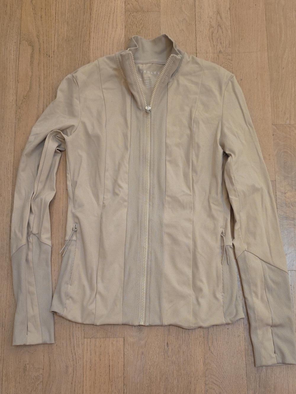 Varley Beige Zip-Front Bomber Jacket
